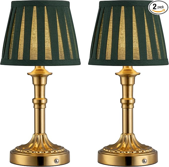 KDG Cordless Portables Table Lamp Set of 2, LED Fabric Shade Small Desk Lamps, 5000mAh Battery Po... | Amazon (US)