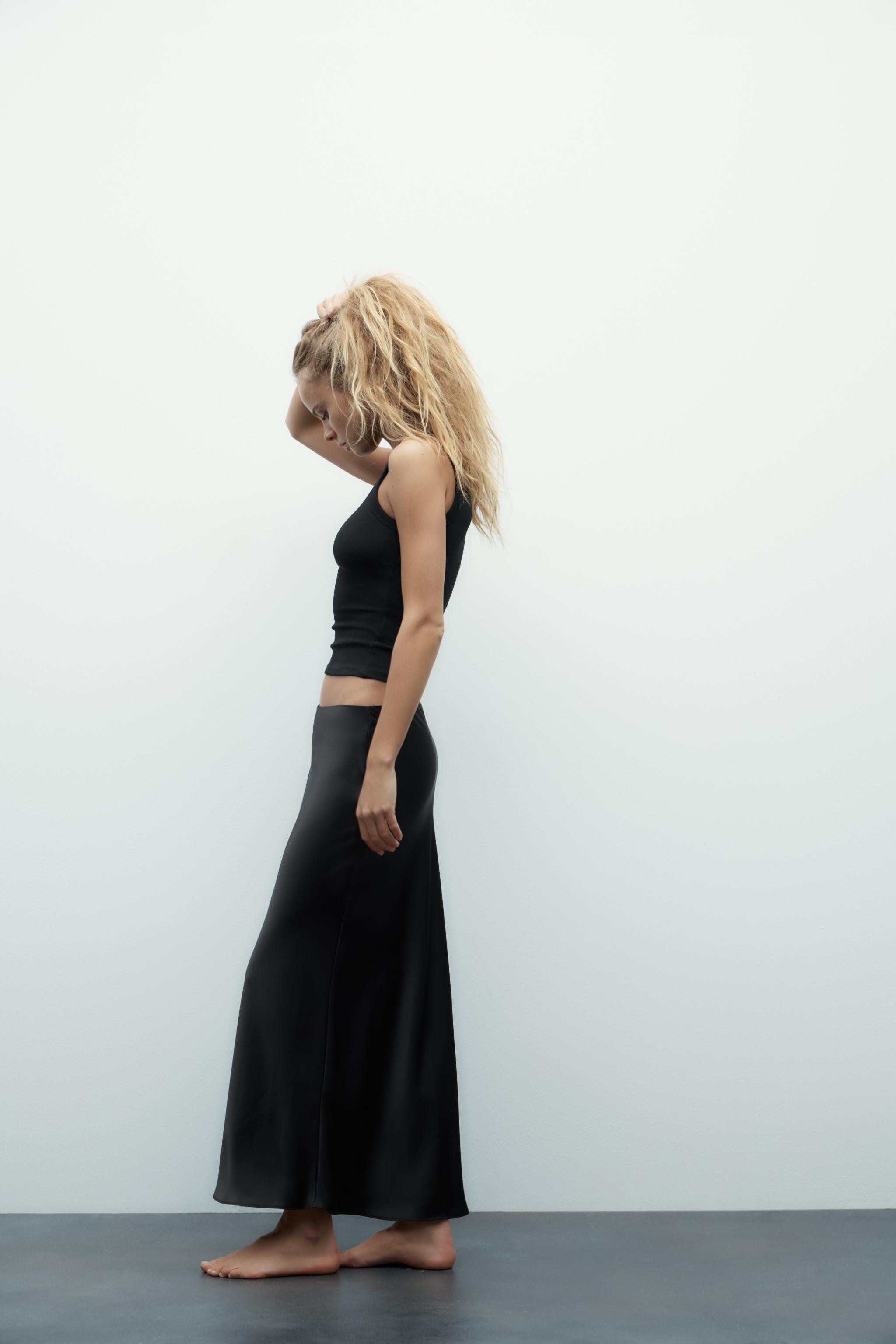 SATIN EFFECT MIDI SKIRT | Zara US