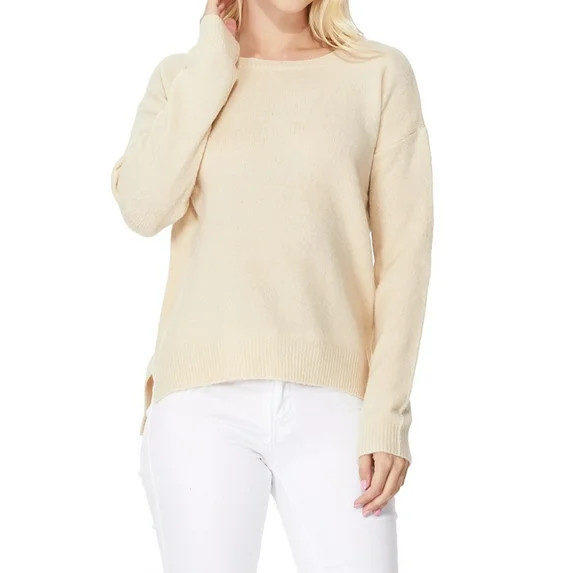 YEMAK Women's Long Sleeve Crewneck Lightweight Casual Soft Knit Pullover Sweater MK8015-TPE-L | Walmart (US)