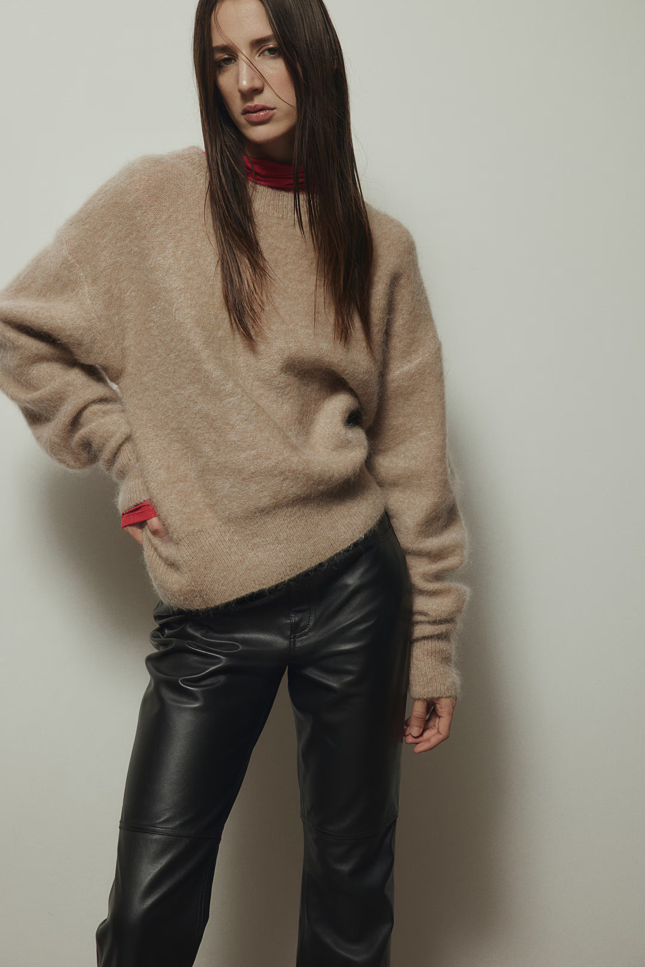Oversized mohair-blend jumper - Beige - Ladies | H&M GB | H&M (UK, MY, IN, SG, PH, TW, HK)