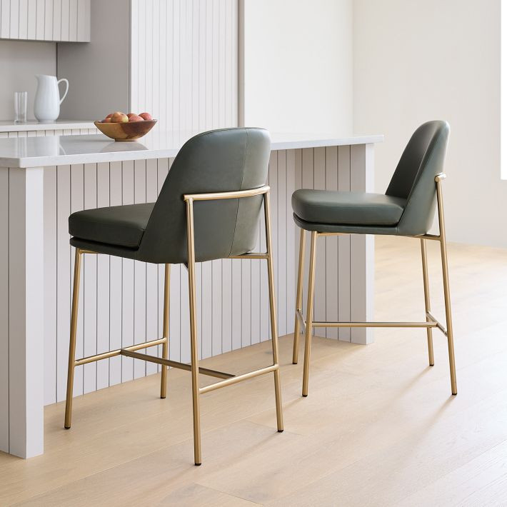 Jack Metal Frame Leather Bar & Counter Stools | West Elm (US)