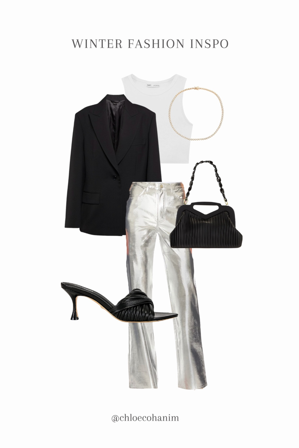 Winter fashion favorites of mine 🤍🖤

winter fashion inspo, cool winter outfit, metallic pants, black blazer, trending winter clothes, black purse, black heels, neutral fashion, city fashion 

#winterfashion #trendingpants #cityfashion

#LTKstyletip #LTKtravel #LTKshoecrush