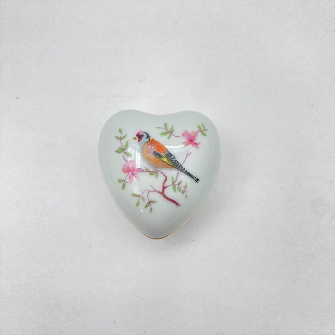Vintage 40s Limoges Trinket Box: Heart-Shaped Porcelain Pill Dish with Bird | Etsy (US)