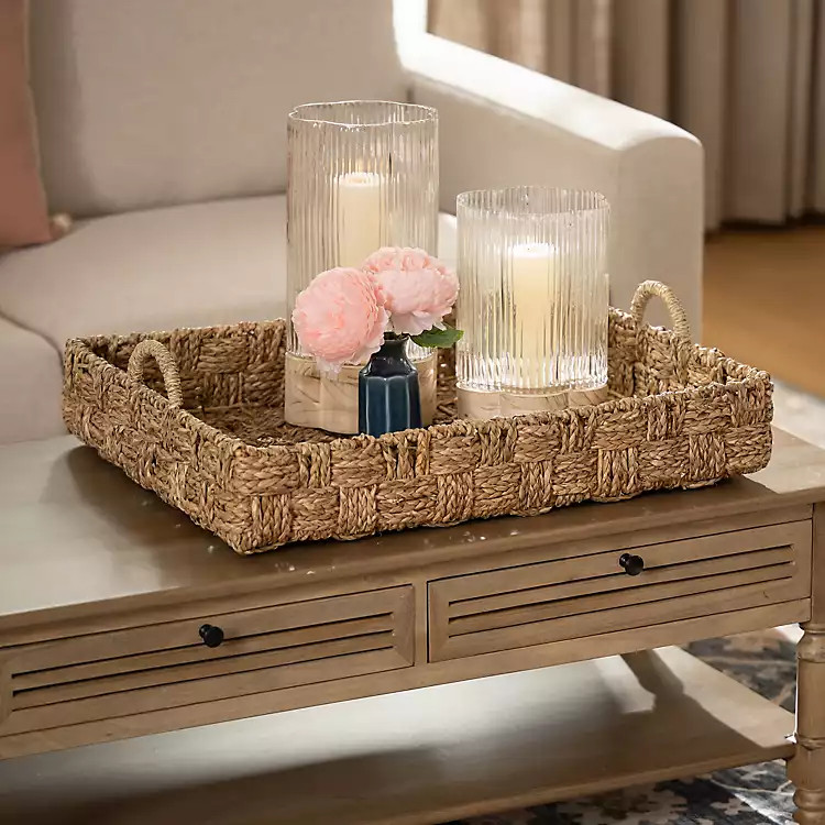 Rectangular Seagrass Woven Tray with Handles | Kirklands