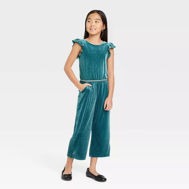 Girls' Flutter Sleeve Velour Jumpsuit - Cat & Jack™ | Target