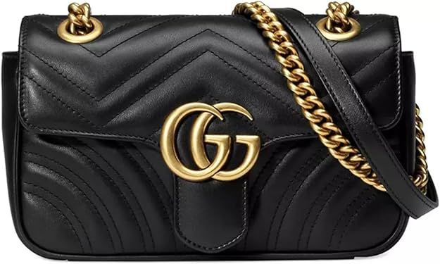 Gucci GG Small Marmont Matelasse Shoulder Bag - Black | Amazon (US)