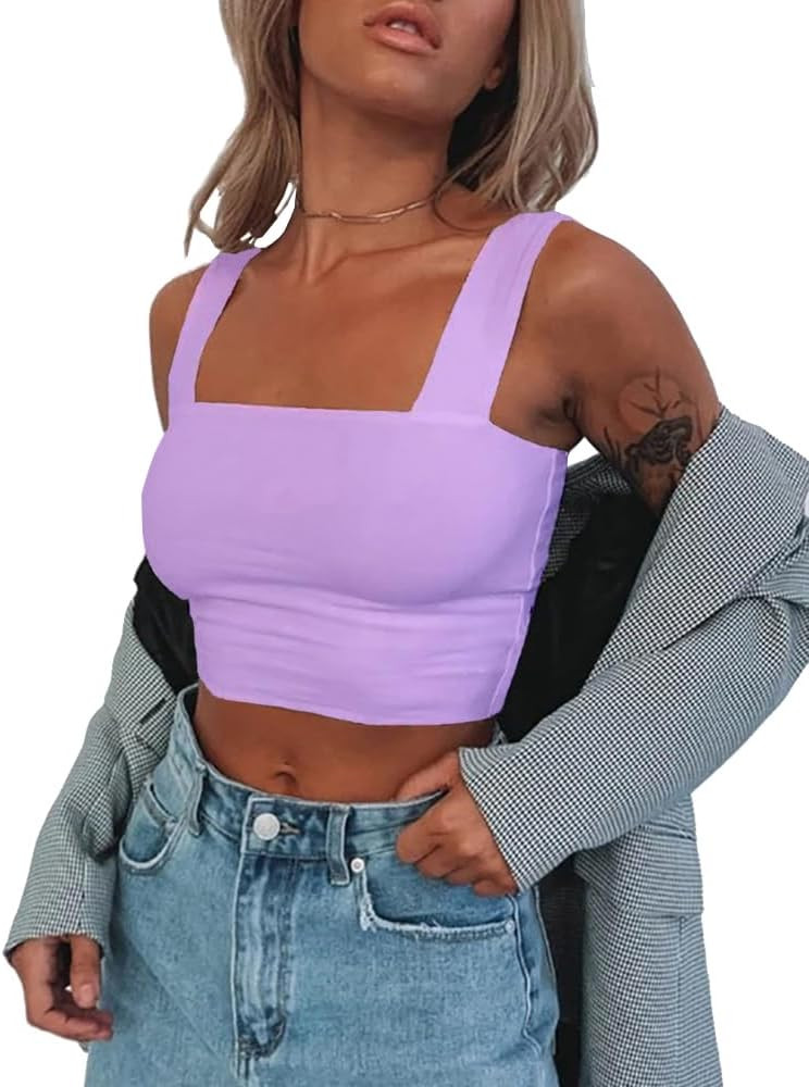 Abardsion Women's Sexy Sleeveless Skinny Basic Strappy Crop Tank Tops 2024 | Amazon (US)