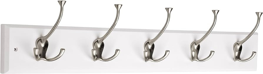 Liberty Hardware 129848 Wall Mounted Coat Rack with 5 Decorative Hooks, 27-Inch, Satin Nickel and... | Amazon (US)