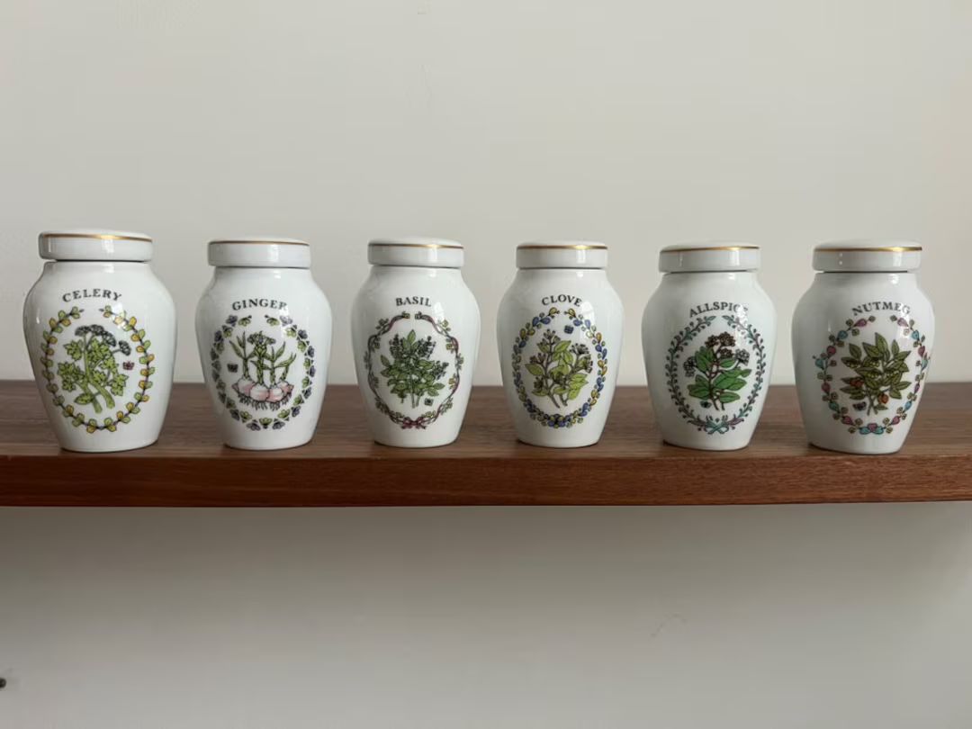 RARE Vintage 1985 Franklin Mint Porcelain Spice Jars Containers with Lids Gloria Concepts Inc Col... | Etsy (US)