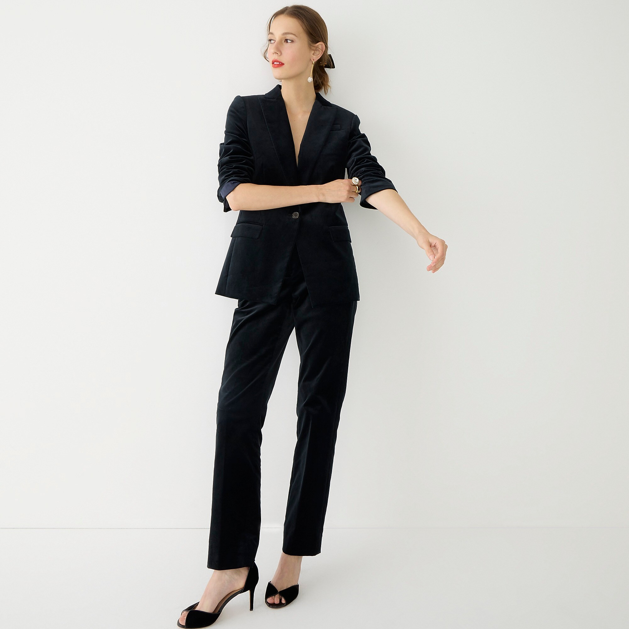 Full-length Kate straight-leg pant in stretch velvet | J. Crew US