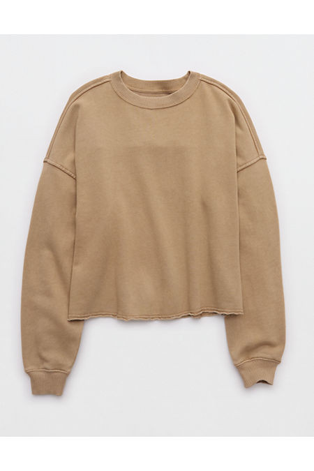 Aerie Festival Fringe Crew Sweatshirt Women's Toasted Almond S | Aerie