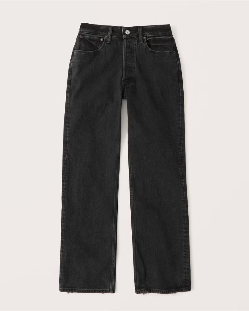 Abercrombie & Fitch Women's Low Rise 90s Baggy Jean in Washed Black - Size 28 | Abercrombie & Fitch (US)