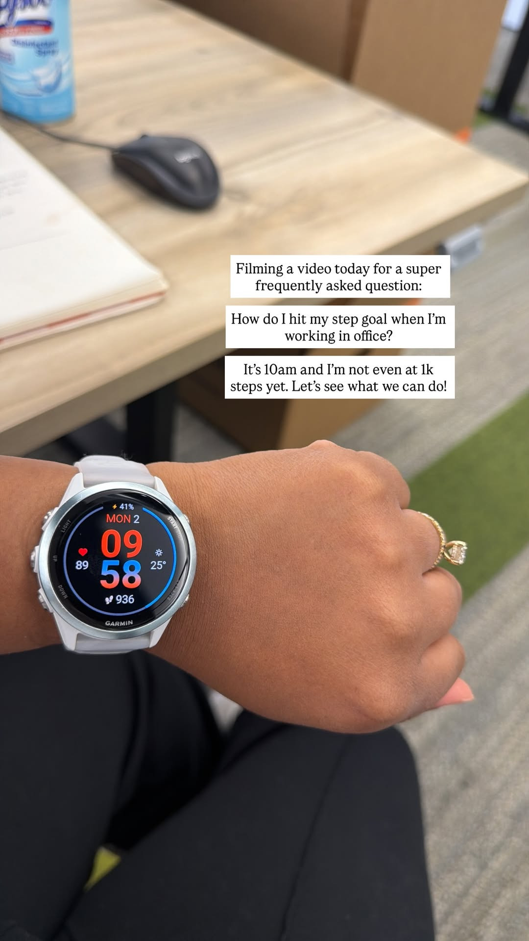 Office day. Low steps. Real life.
My Garmin is basically my accountability partner for days like this. Let’s see how we turn this into a 10k day. 

 #LTKfitnessgoals #LTKActive #LTKMidsize
