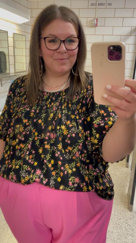 Today’s plus size workwear outfit! Grabbed another one of these plus size spring tops under $20 from Walmart (size 3X) and I love how it looks with my pink wide leg trousers from Target! These pants are pretty much sold out but I’m linking a bunch of other pairs for you! 

#LTKworkwear #LTKunder50 #LTKcurves