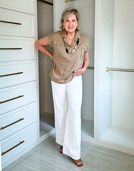 Utility top size medium | wide leg jeans size 1 | office style | neutral outfit | vacation 

#LTKStyleTip #LTKOver40 #LTKWorkwear