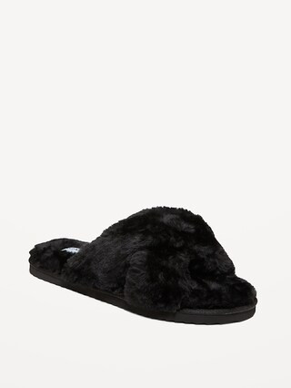 Faux-Fur Cross-Front Slippers | Old Navy (US)