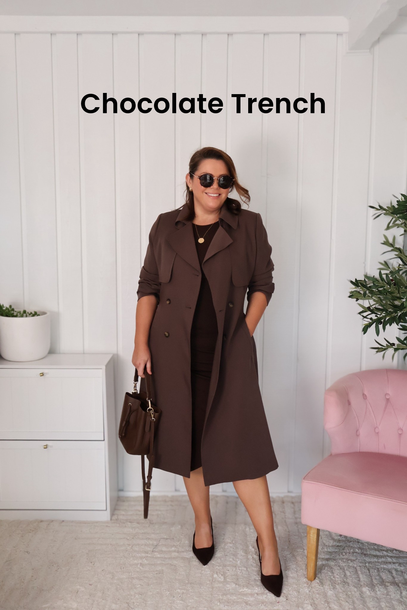 Chocolate Trench Size 16 (original collection), also available in curve sizing (linked)

