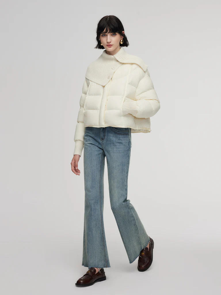 Cocoon Knitted Convertible Collar Goose Down Jacket | GOELIA