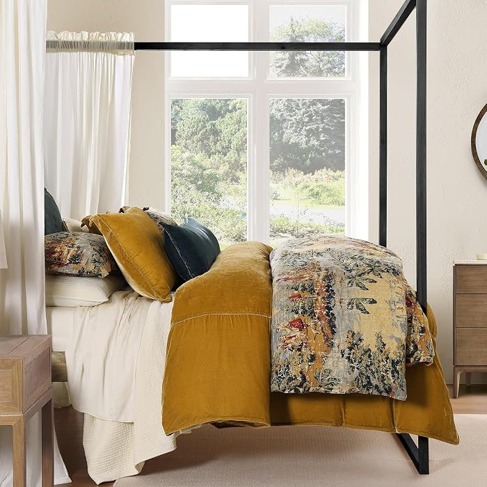 HiEnd Accents Provence Washed Linen 3 Piece King Comforter Set, Gold Yellow Victorian Print Class... | Amazon (US)