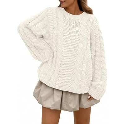 Trendy Queen Cable Knit Oversized Sweaters Womens Cozy Pullover Sweater Fall… | Amazon (US)