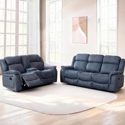 Faux Leather Reclining Set: Loveseat (Storage/Cupholders) And Sofa (Drop - Down Table) | Wayfair North America