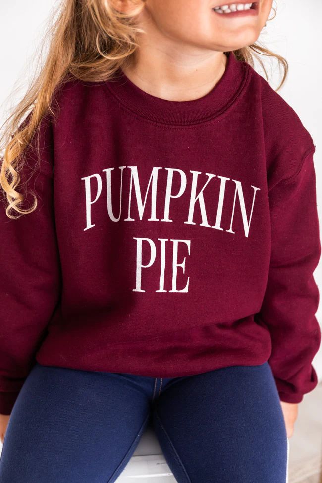 Kids Pumpkin Pie Maroon Graphic Sweatshirt | The Pink Lily Boutique