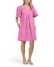 Made In Italy Linen Blend Short Sleeve Mini Dress | TJ Maxx