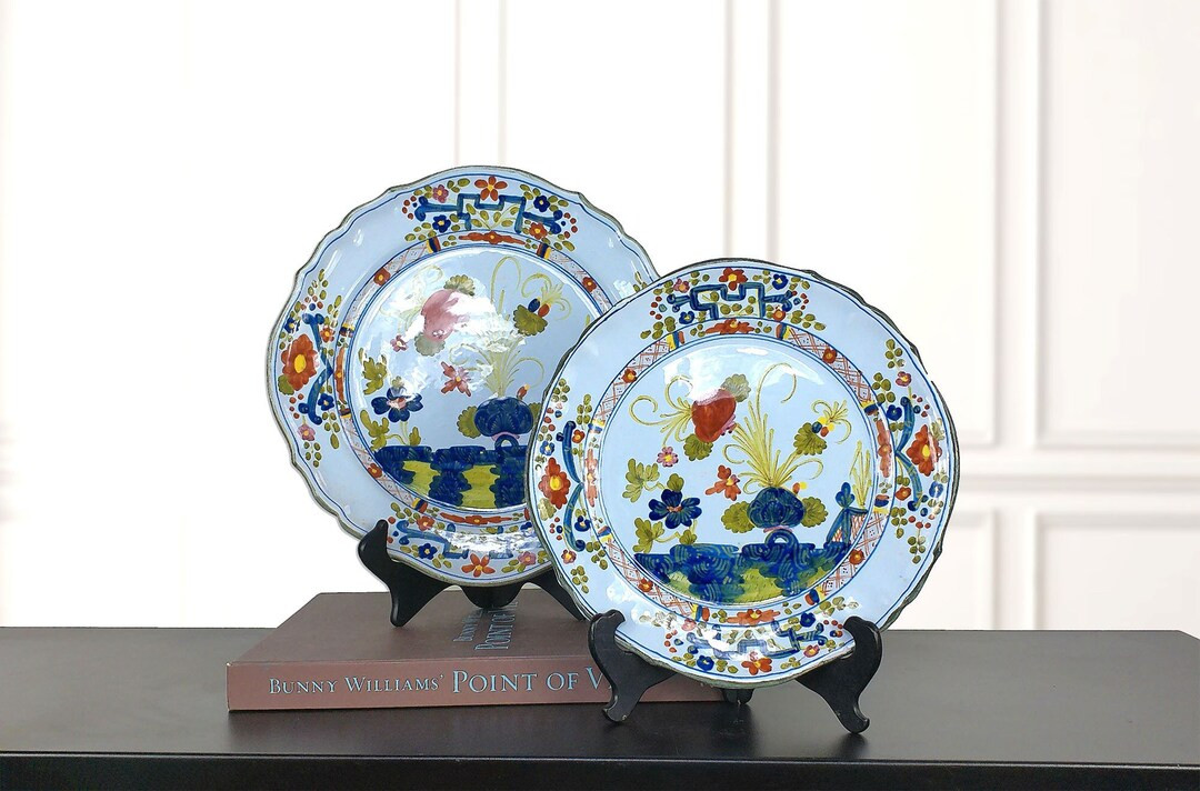 Italian Set / Pair of Antique Garofano Faenza Decorative Plates, European Ceramics, Faience, Flor... | Etsy (US)