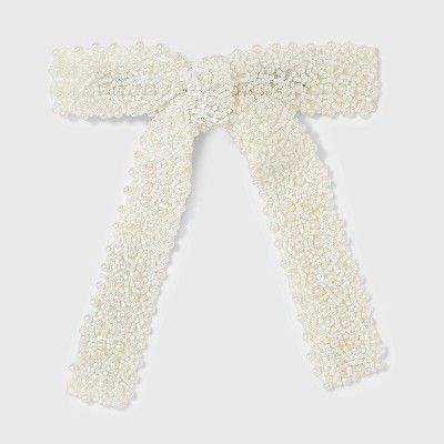 Pearl Bow on Metal Barrette Hair Clip - Ivory | Target