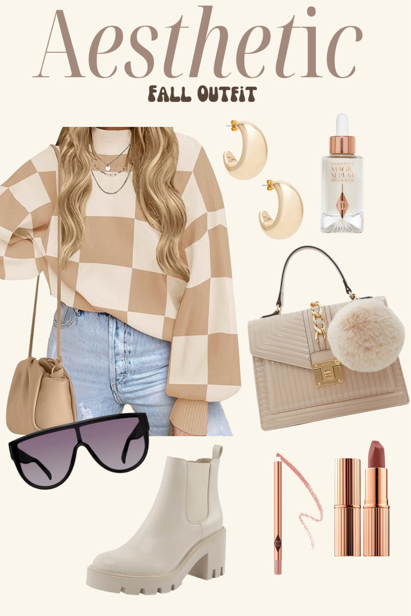 The perfect AESTHETIC look for this fall season! 🍂 
So cozy and beautiful, especially with the amazing pillow talk lip products from Charlotte Tilbury💕

Fall outfit, fall ootd, fashion, fall fashion, fall fashion 2023, outfit ideas, fall outfit ideas, skincare, makeup, lip products, fall style, earrings, ootd 

#LTKstyletip #LTKbeauty #LTKSeasonal