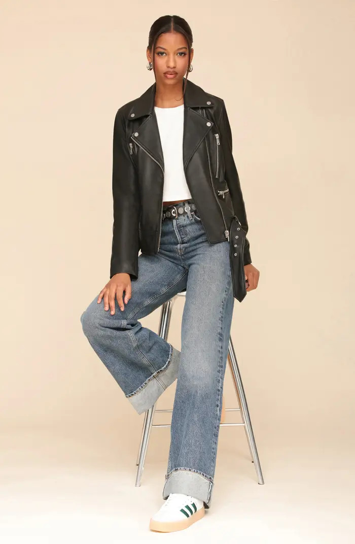 Belted Leather Biker Jacket | Nordstrom