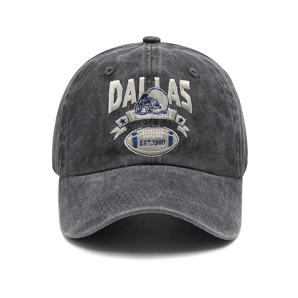 Embroidered City Vintage Washed Denim Football Hats for Men Women, Unisex Adjustable Cotton Fans ... | Amazon (US)