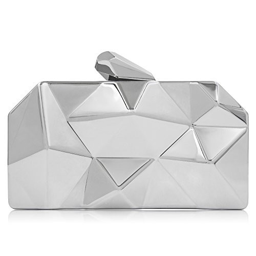 Milisente Women's Clutch Purses Metallic Bridal Party Evening Clutches Bags Cocktail Formal Handbags(Large Silver) | Amazon (US)