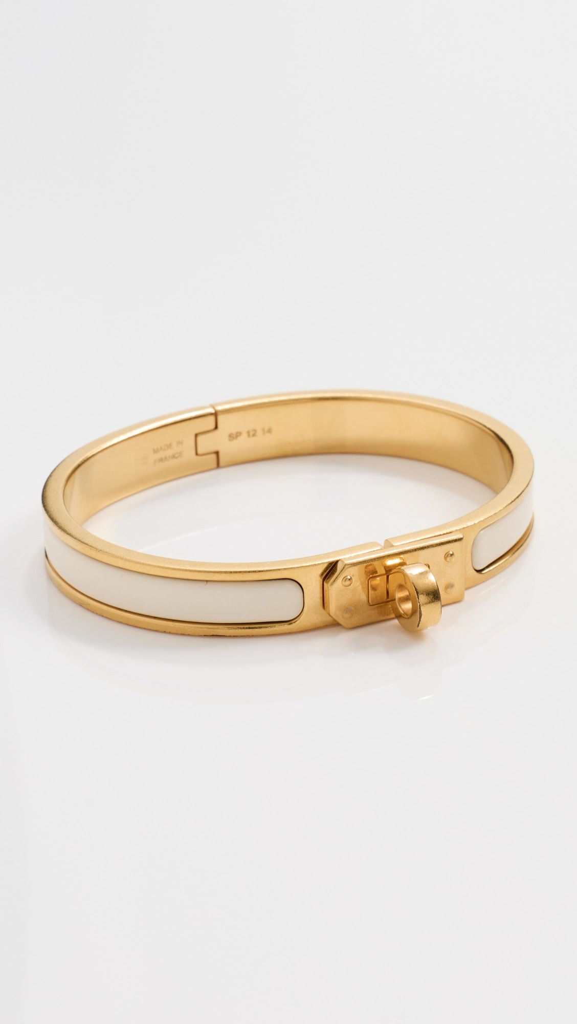 Hermes White Gold Clic Kelly Mini Bracelet | Shopbop