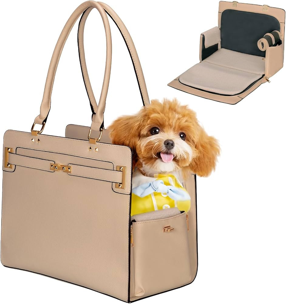 2-in-1 Stylish Dog Purse Carrier Soft-Sided Carriers Travel Tote Bag for Small Dogs Cats, Fashion... | Amazon (US)