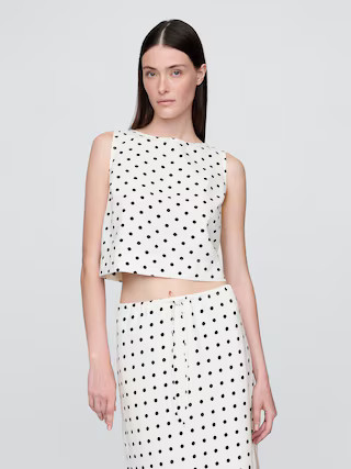 Linen-Blend Crop Shell Tank Top | Gap (US)