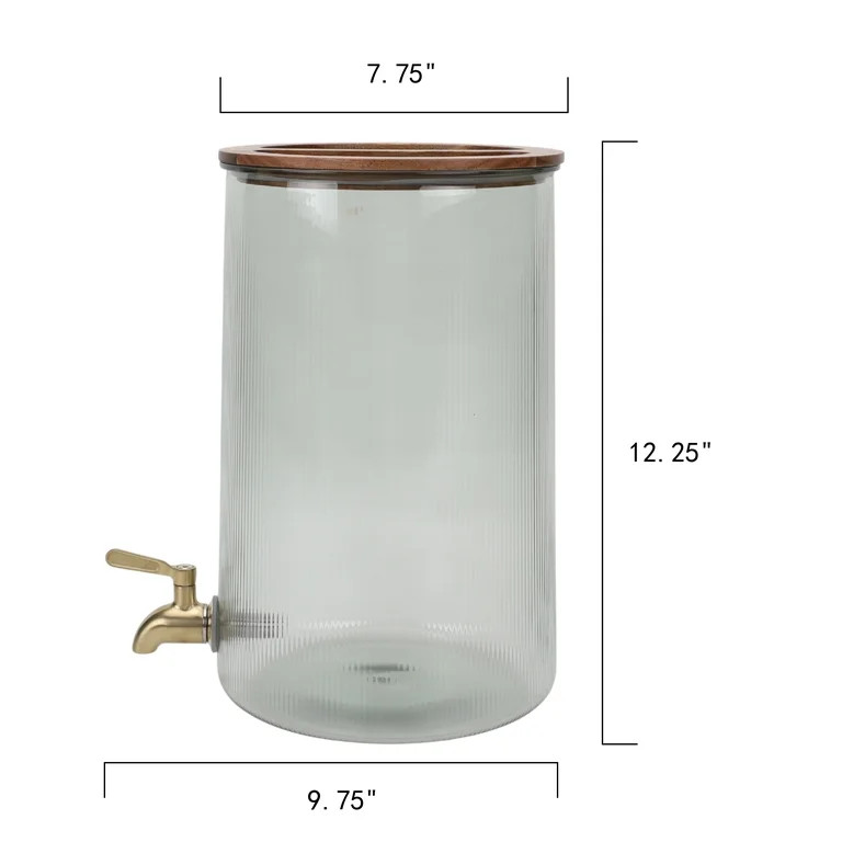Better Homes and Gardens 2-Gallon Green Countertop Beverage Dispenser with Acacia Wood Lid | Walmart (US)