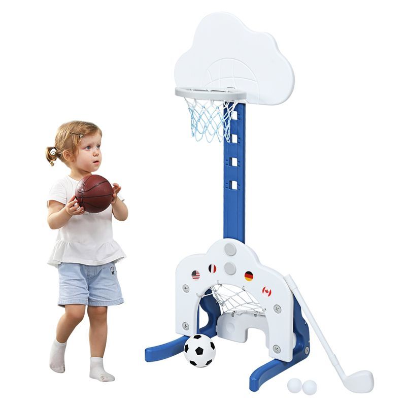 3-in-1 Kids Basketball Hoop Set Adjustable Sports Activity Center w/ Balls White | Target