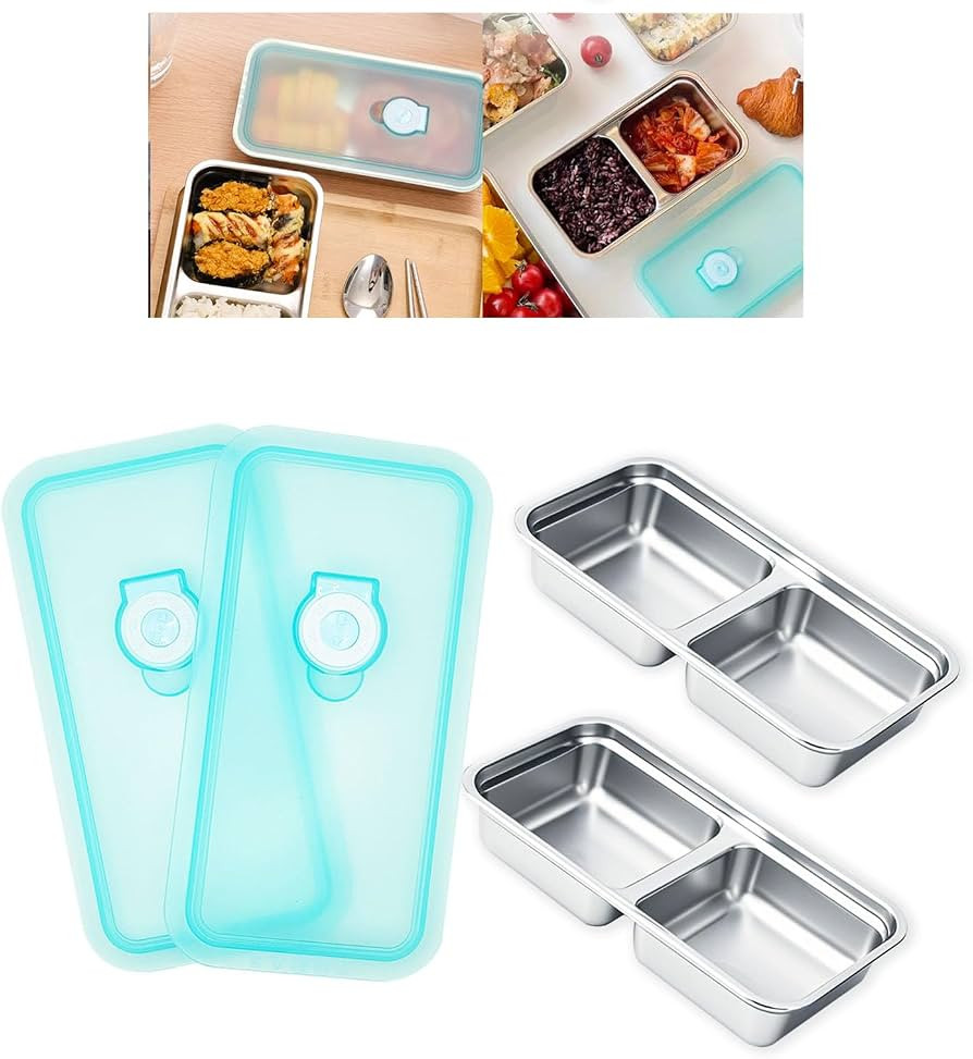 2pcs Grab and Go Snack Containers Stainless Steel, Reusable Snack Condiment Containers with Lids,... | Amazon (US)