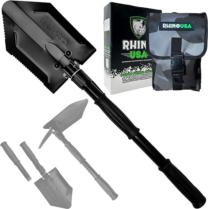Rhino USA Survival Shovel w/Pick - Heavy Duty Carbon Steel Military Style Entrenching Tool for Of... | Amazon (US)