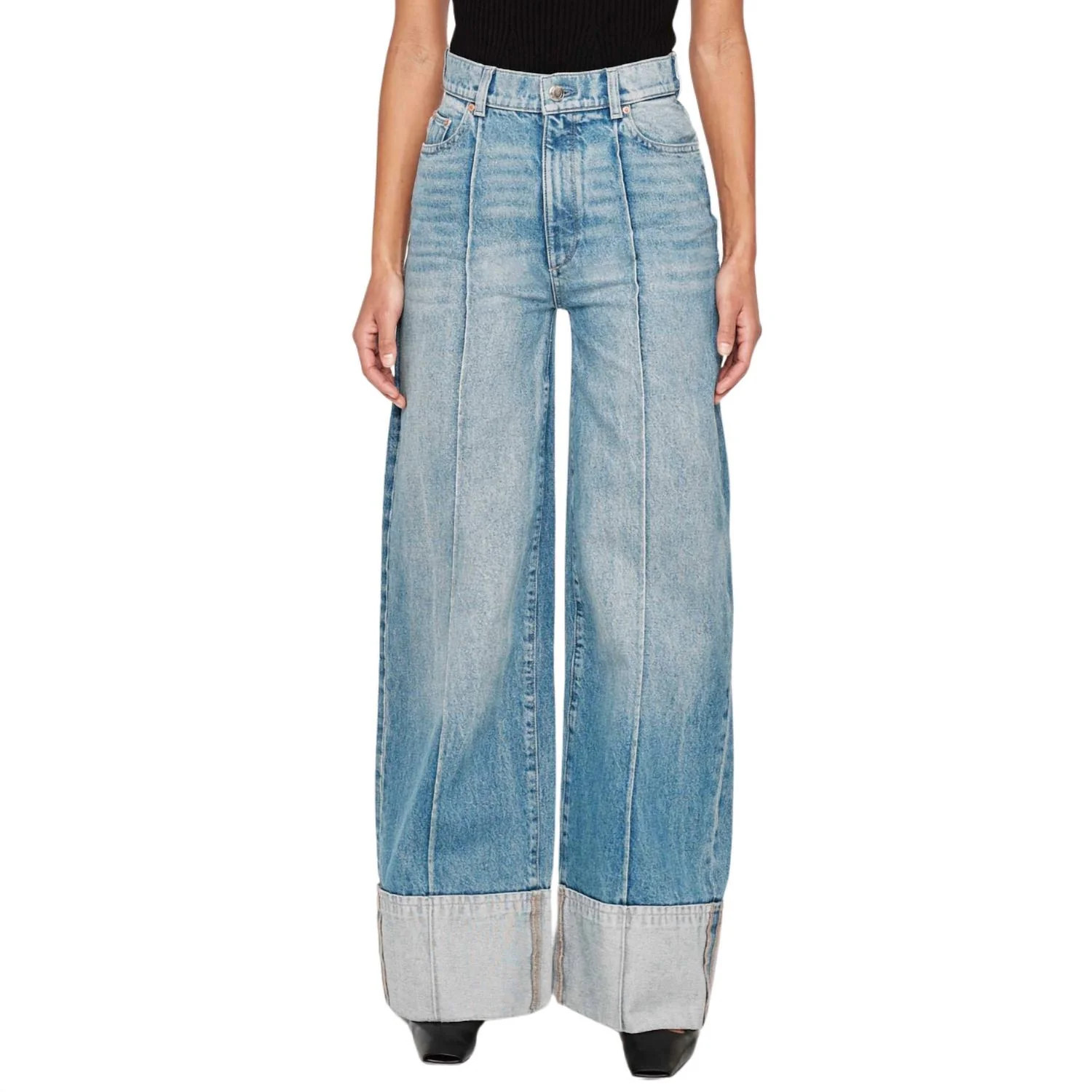 Hepburn Wide Leg High Rise 32" Jean In Springdale Cuffed | Shop Simon