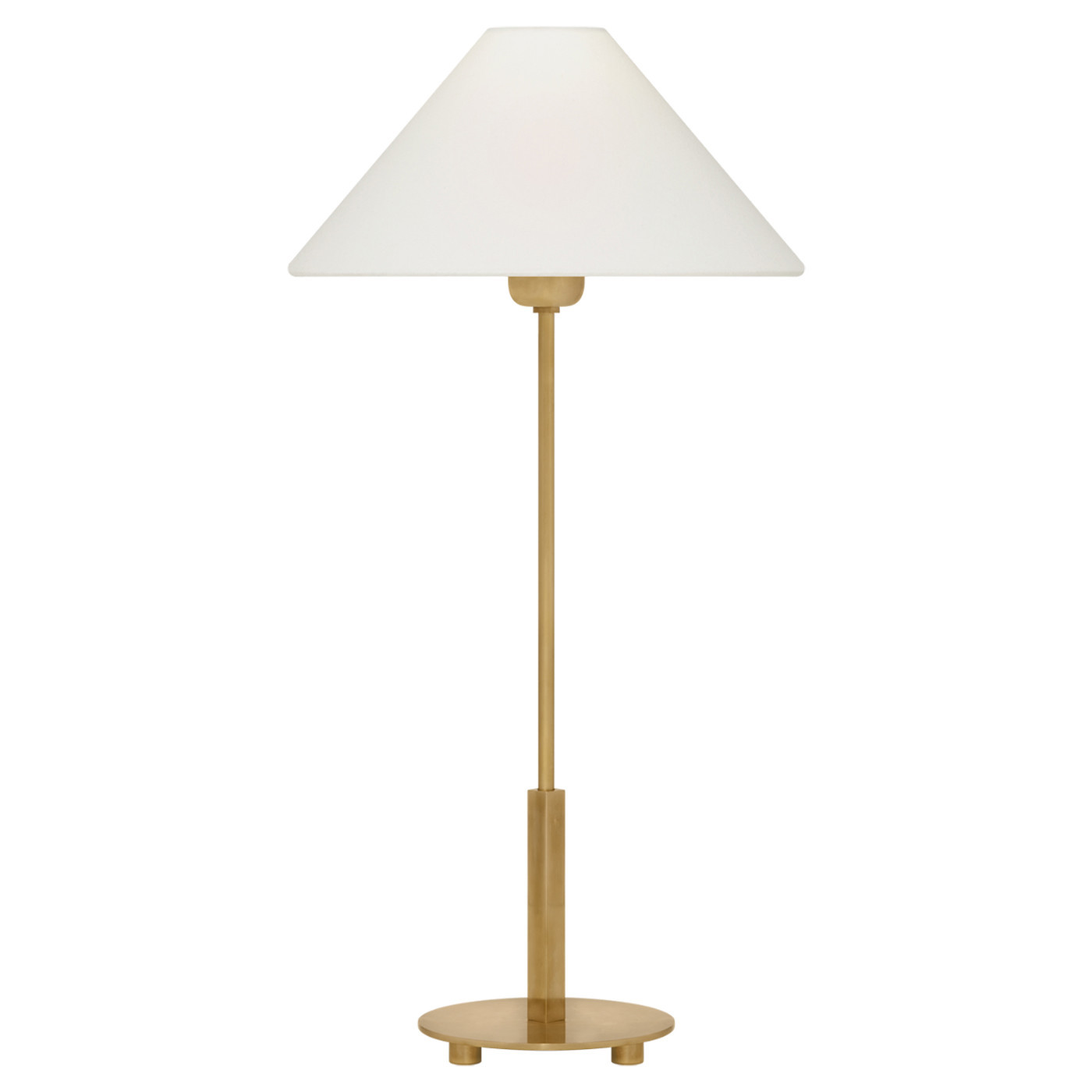 Visual Comfort Hackney Antique Brass Linen Shade Cordless Buffet Table Lamp | Kathy Kuo Home