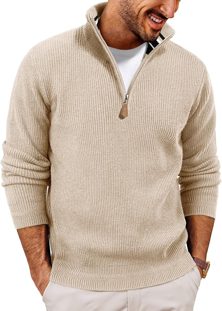 PJ PAUL JONES Men Quarter Zip Pullover Sweaters Lightweight Knit Dress Sweater for Glof Work Casu... | Amazon (US)