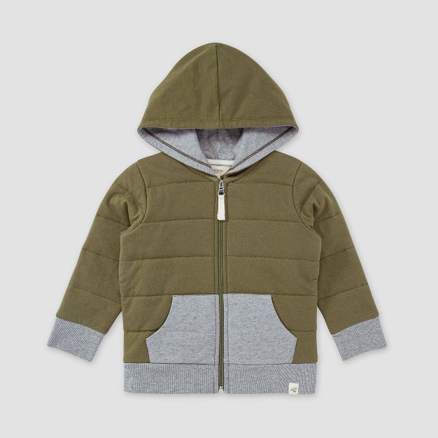 Burt's Bees Baby® Baby Quilted Zip-Front Hooded Jacket - Dark Green | Target