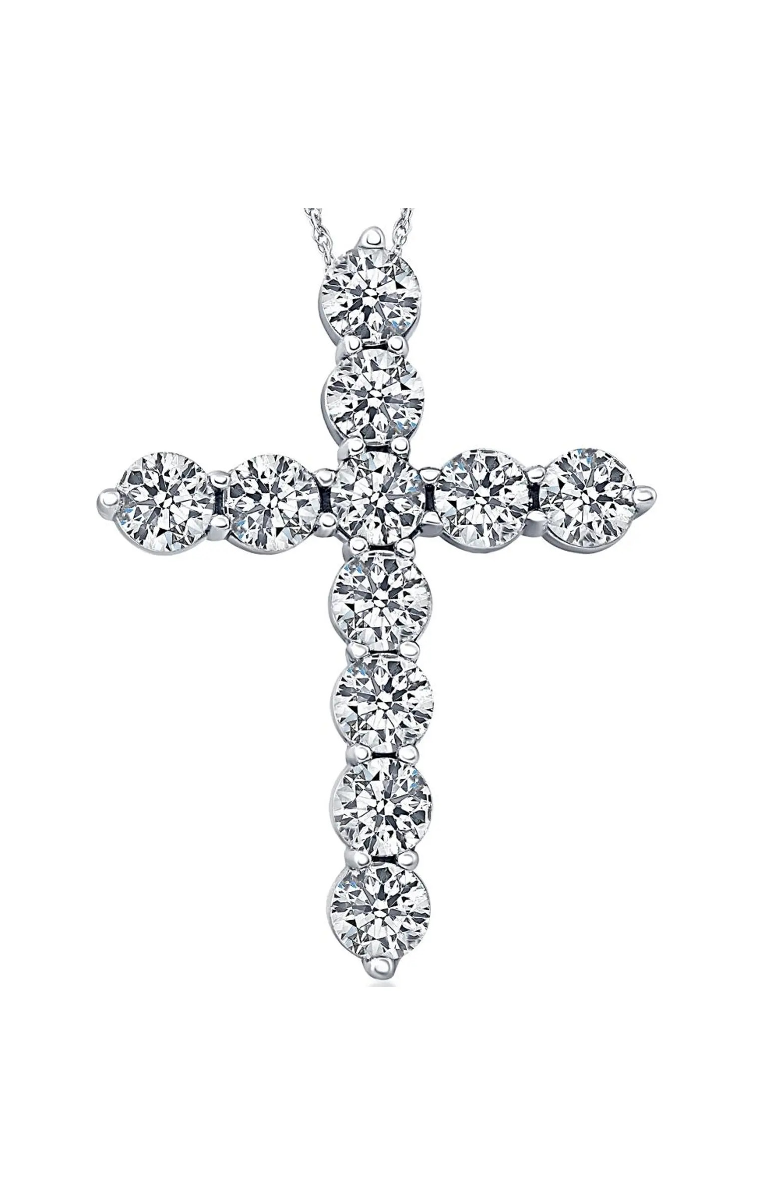 3 Ct Diamond Cross Pendant 14k Gold Necklace Lab Grown | Nordstrom