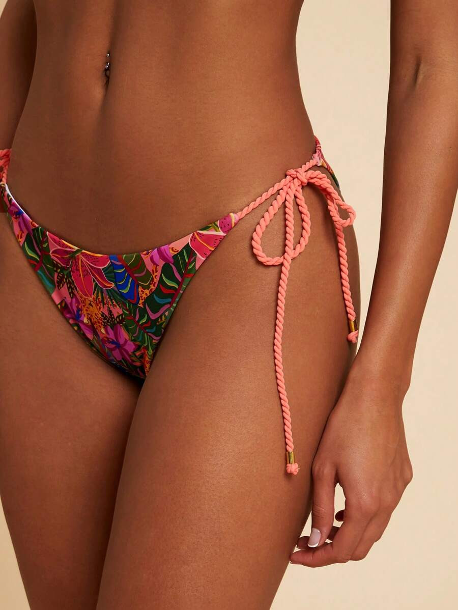 Travachic Women's Tropical Plant Print Sexy Tie-Side Bikini Bottoms, Beachwear For Summer Beach V... | SHEIN