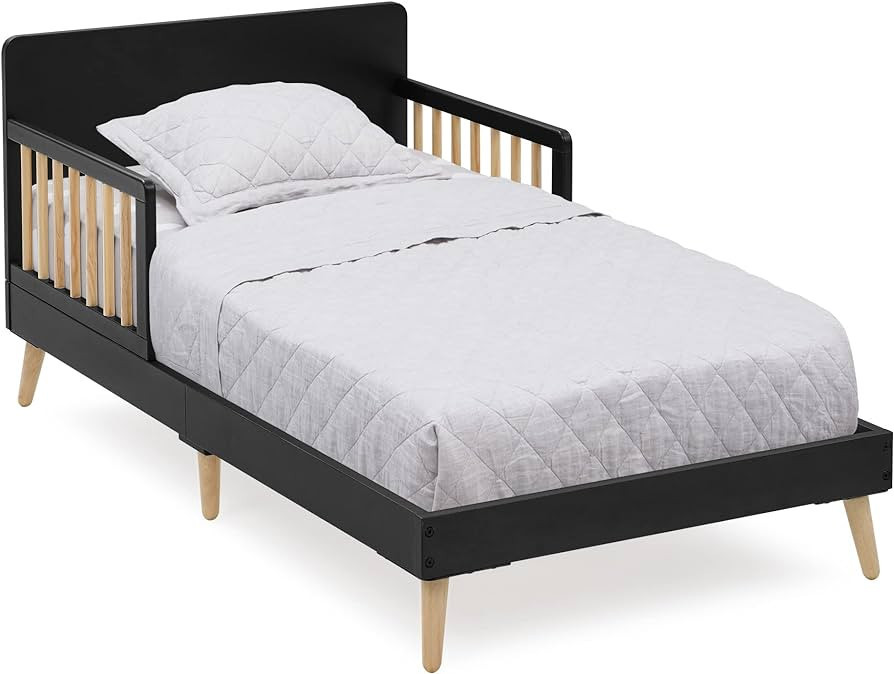 Logan Wood Toddler Bed, Greenguard Gold Certified, Midnight Grey/Natural | Amazon (US)