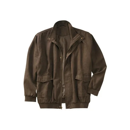 Kingsize Men s Big & Tall Microsuede Bomber Jacket Leather Jacket | Walmart (US)