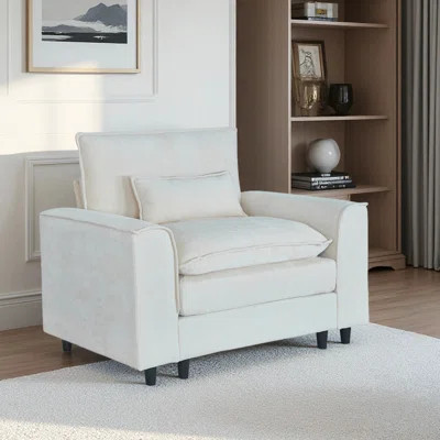 Modern Fabric Single Sofa Couch For Living Room,beige Chenille | Wayfair North America