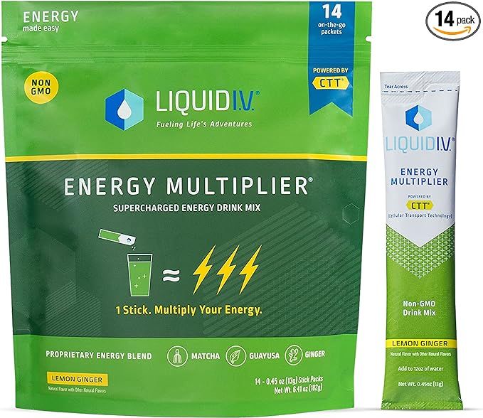 Liquid I.V. Energy Multiplier | Energy Powder Drink Sticks | Matcha and Green Energy Blend Drink ... | Amazon (US)